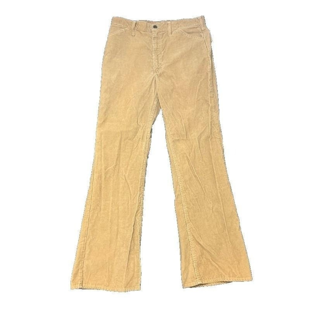 Vintage Lee Corduroy Pants Mens 32x32 Beige 1970s Flared USA